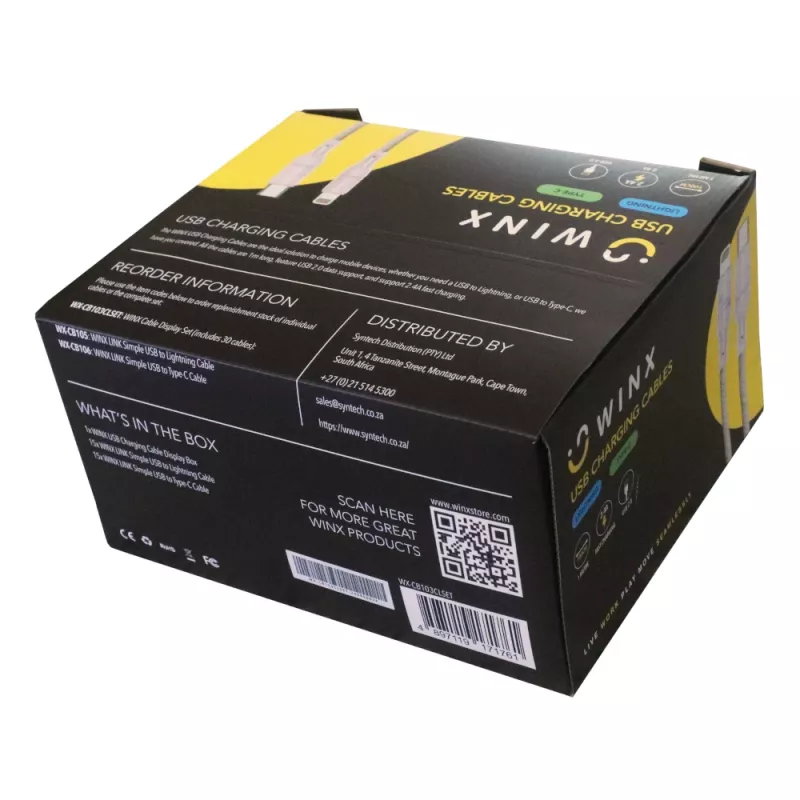 WINX USB to Type-C|Lightning laadimiskaablid 2-in-1 hargnev kaabel 1,2 m must