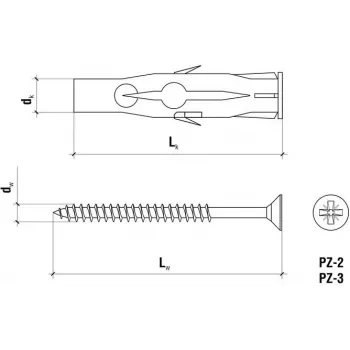 WKRĘT-MET RU-06045 Universaalne seinatüübel 6 x 45 mm, 100 tk, hall