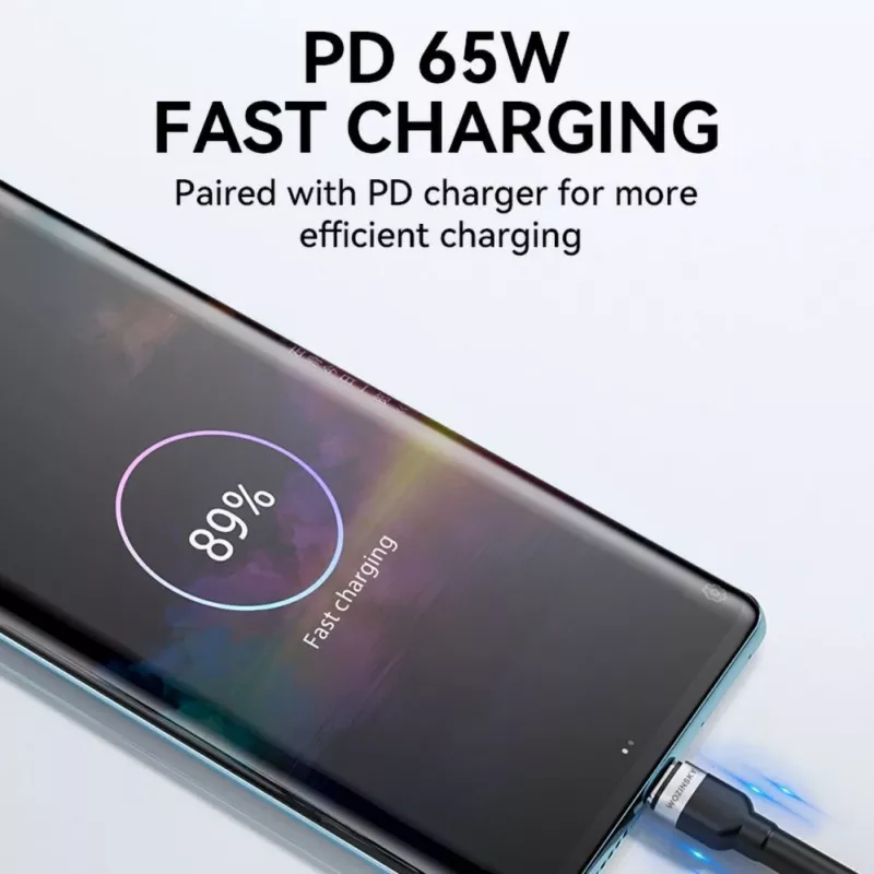 Wozinsky 1 m USB-C to USB-C kaabel 60W PD kiirlaadimine ja andmesünkroonimine must