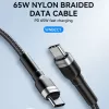 Wozinsky 1 m USB-C to USB-C kaabel 60W PD kiirlaadimine ja andmesünkroonimine must