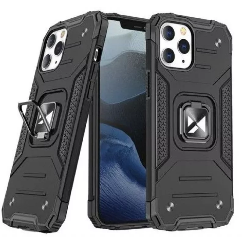 Wozinsky Apple iPhone 13 Pro Ring Armor Case Kickstand Tough Rugged Cover Black