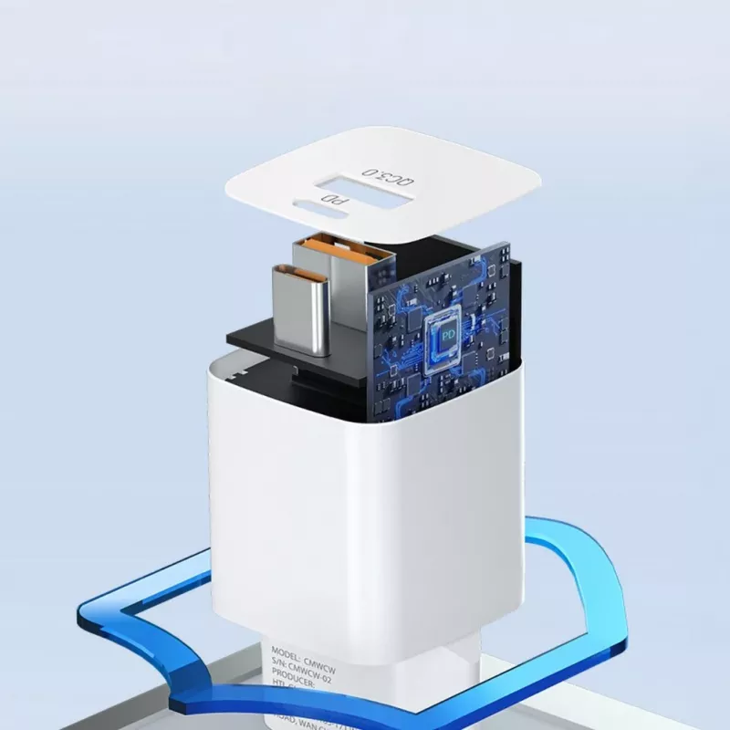 Wozinsky CMWCW 20W USB-C / USB-A seinadapter - valge