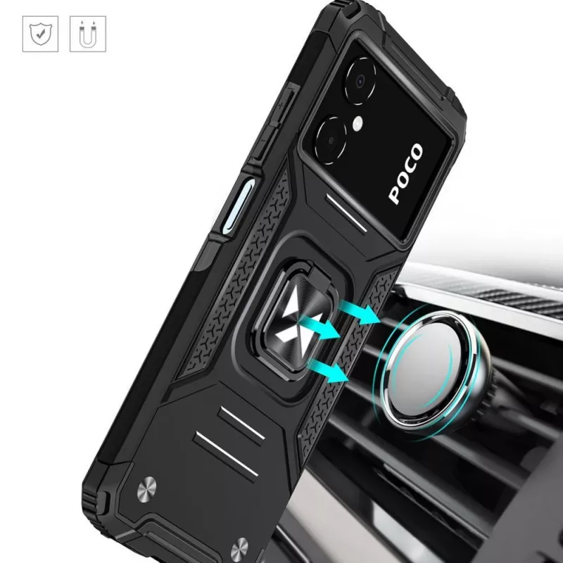 Wozinsky Ring Armor Case for Google Pixel 7 Pro - Armored Cover with Magnetic Holder Ring - Black