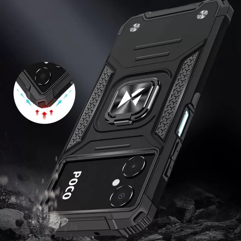 Wozinsky Ring Armor Case for Google Pixel 7 Pro - Armored Cover with Magnetic Holder Ring - Black