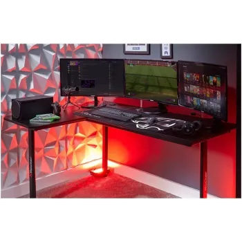 X Rocker 2022068 L-kujuline nurgamängulaud RGB LED-valgustuse ja süsinikkiudefektiga, must