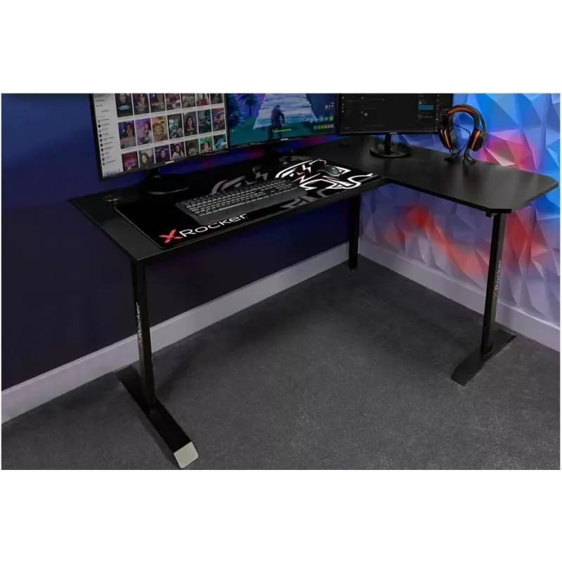 X Rocker 2022068 L-kujuline nurgamängulaud RGB LED-valgustuse ja süsinikkiudefektiga, must