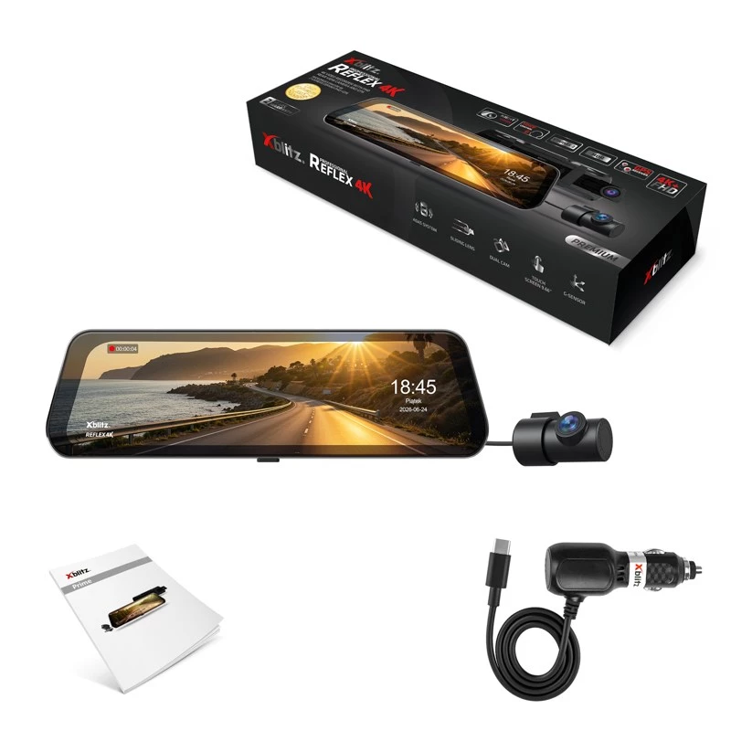 XBLITZ REFLEX 4K kahe kanaliga pardakaamera tagakaameraga, Wi-Fi, GPS, HDR, 4K UHD ees + Full HD taga
