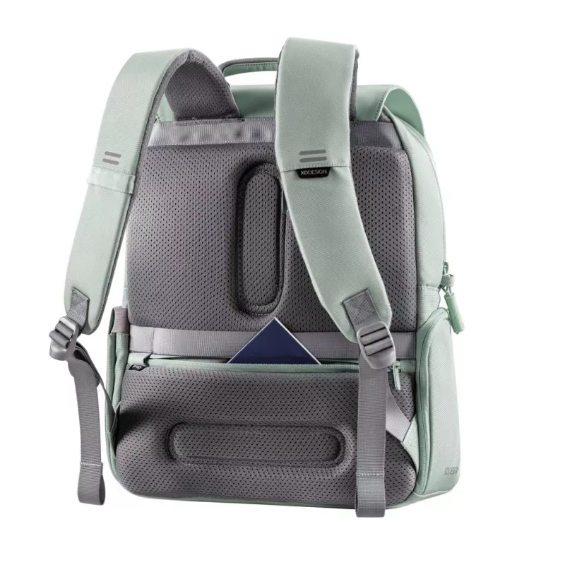XD Design Soft Daypack Mint 15L taaskasutatud PET-ist seljakott sülearvutile, turvalukuga, USB-pordi ja RFID-kaitsega