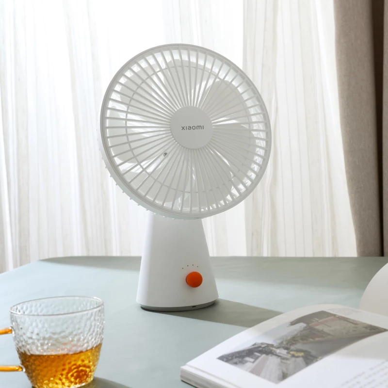 Xiaomi laetav mini ventilaator BHR6089GL 2000mAh USB kaasaskantav käteventilaator eemaldatava alusega, 4 kiirust, harjadeta mootor, valge