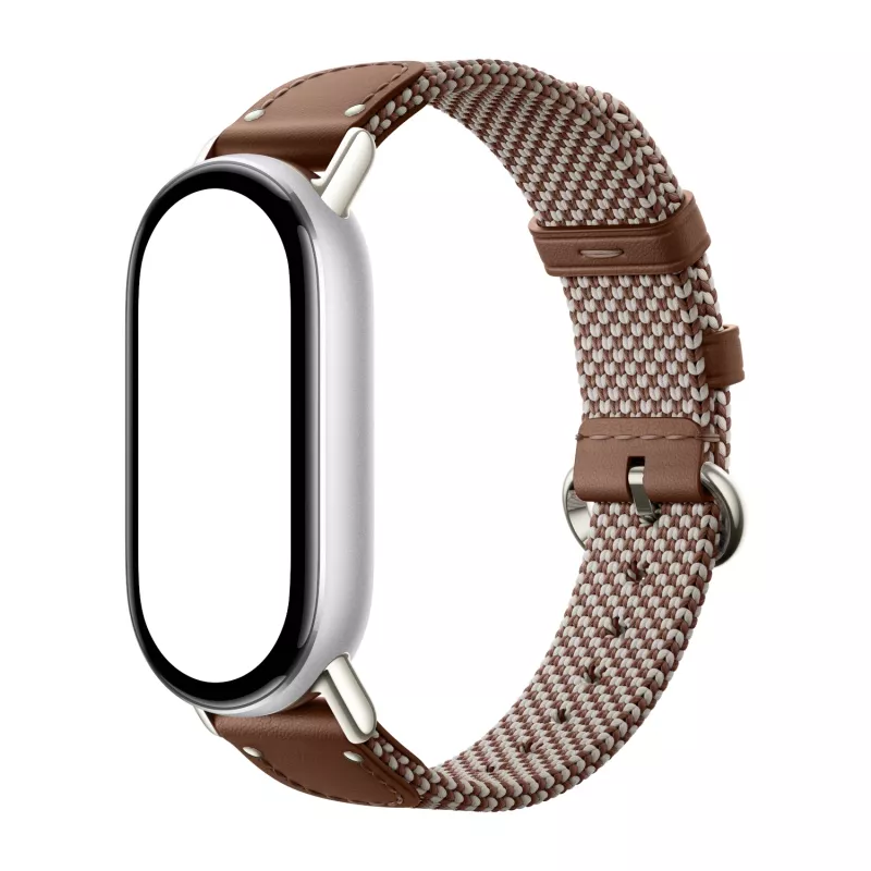 Xiaomi Smart Band 10 kootud siidist rihm - sulgpruun