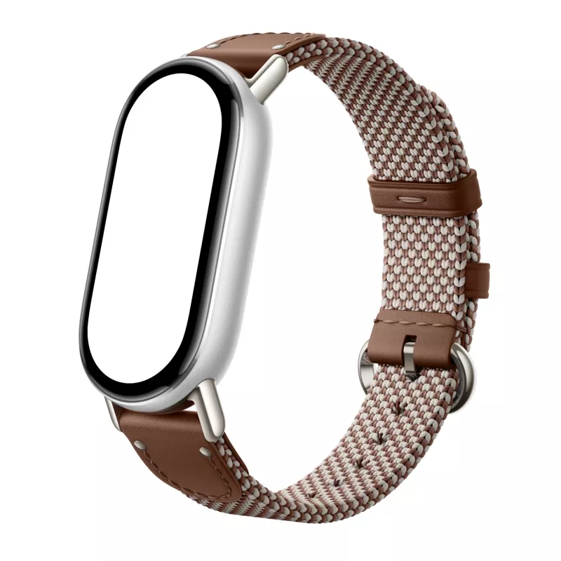 Xiaomi Smart Band 10 kootud siidist rihm - sulgpruun