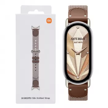 Xiaomi Smart Band 10 kootud siidist rihm - sulgpruun