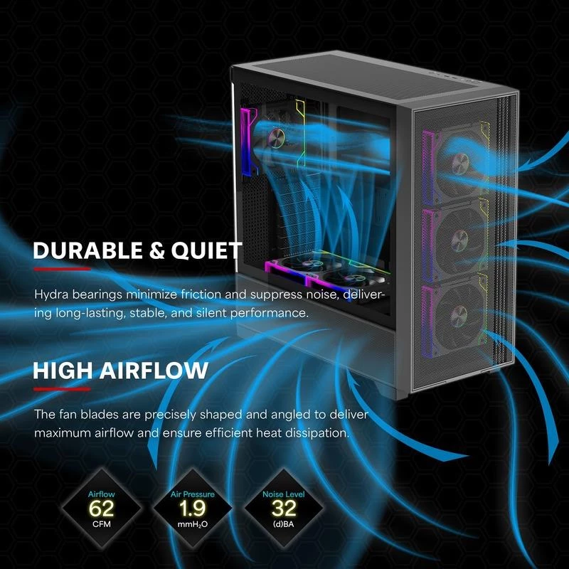 XILENCE XPF360R.ARGB 120mm PWM korpusiventilaator adresseeritava RGB-valgustusega, must
