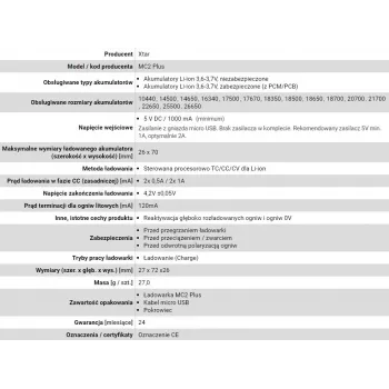 XTAR MC2+ 2 pesaga Li-ion aku laadija 18650, 21700, 26650 ja teistele (USB toitega)