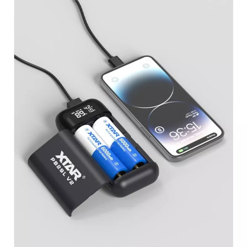 XTAR PB2SLV2 18650 Laadija ja Power Bank USB-C PD3.0 & QC3.0-ga
