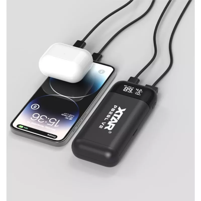 XTAR PB2SLV2 18650 Laadija ja Power Bank USB-C PD3.0 & QC3.0-ga