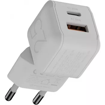 Xtorm NextGen GaN3 Ultra 25W USB-C ja USB-A seinatäpp – valge XECNG250