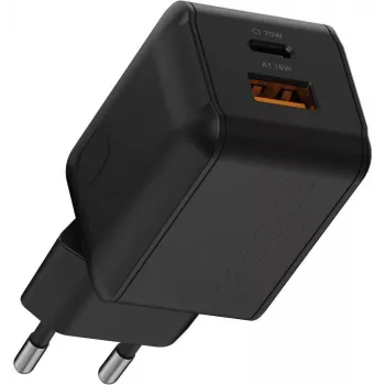 Xtorm NextGen GaN3 Ultra 70W PD seinatavaline laadija USB-C ja USB-A must XECNG701