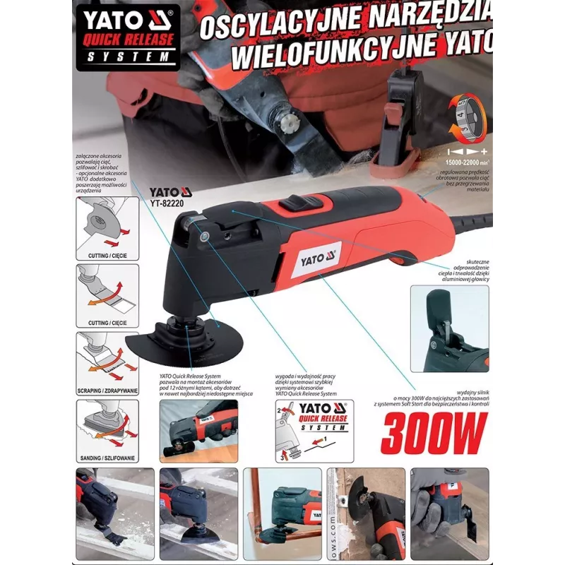 YATO 300W Multi-Tööriist Muutuva Kiiruse ja Ilma Tööriistata Tarvikuvahetusega