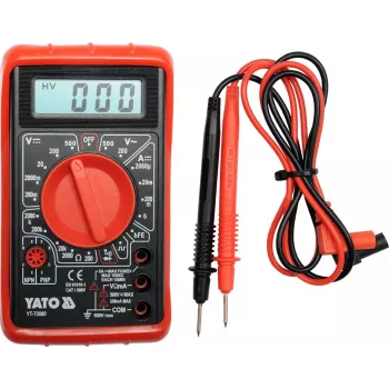 Yato YT-73080 Digitaalne multimeeter taustvalgustusega, käsitsi valitava mõõtepiirkonnaga, CAT II 600V