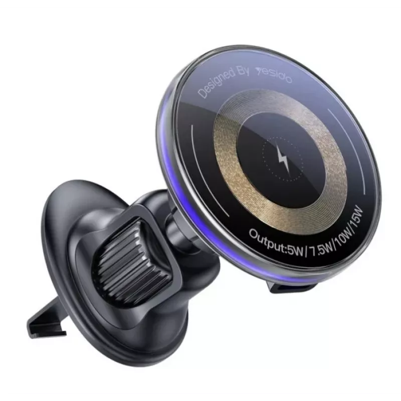 YESIDO 15W Air Outlet Car MagSafe Magnetic Wireless Charging Holder Black