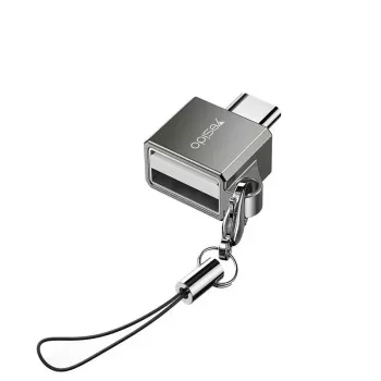 YESIDO GS08 Mini alumiiniumsulamist USB Type-C OTG-adapter kaardilugejaga - must