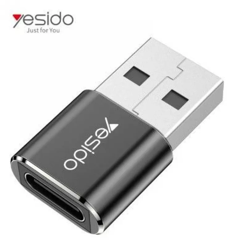 YESIDO GS09 Mini Alumiiniumisulamist USB Type-C USB-A OTG Adapter Must