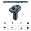 YESIDO Y44 MP3-mängija Bluetooth-autolaadija QC3.0, LED-ekraan, käed-vabad kõned, must