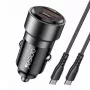 YESIDO Y55 60W Fast Charging Car Charger with USB-C to USB-C Cable, Black