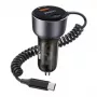 YESIDO Y56 60W Fast Charging Car Charger with USB-C and USB-A, PD 3.0 and QC 3.0, Gray