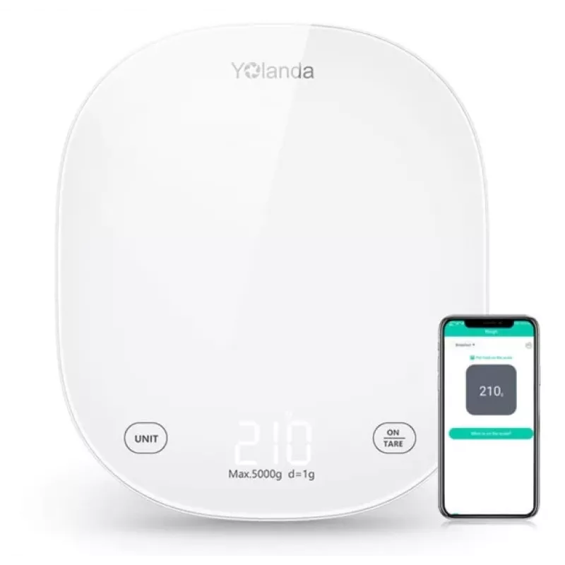 Yolanda CK10A Smart Kitchen Scale with Bluetooth, 3000g Capacity, 0.1g Accuracy, USB-C Rechargeable