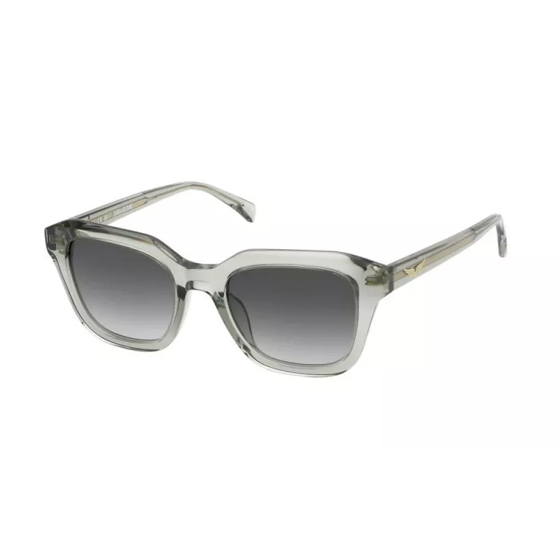 ZADIG & VOLTAIRE SZV364-5009RM Unisex Ristkülikukujulised Päikeseprillid - Must Atsetaatraam, Hall Gradient Lääts - 50/17/140 mm