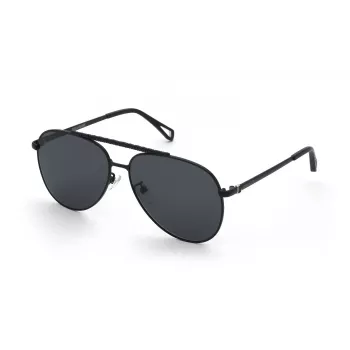 ZADIG & VOLTAIRE SZV415-600531 Unisex Square Päikeseprillid, Must Atsetaatraam, Hallid Polükarbonaat Läätsed, UV400 Kaitse