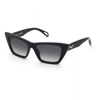 ZADIG & VOLTAIRE Naiste Päikeseprillid SZV419-550700 Must Atsetaat Ruudukujuline Raam Hall Gradient Lääts 55mm