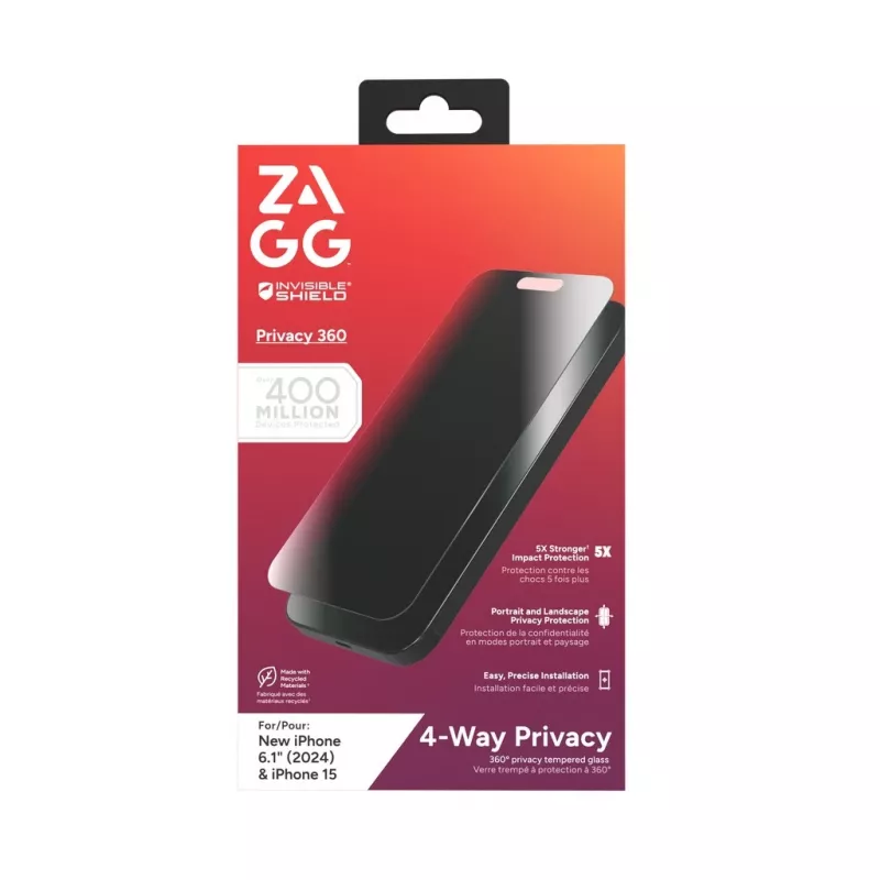 ZAGG InvisibleShield Glass Elite Privacy 360 ekraanikaitse iPhone 14 Pro Maxile