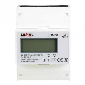 ZAMEL 3-faasiline energiamõõtur LEM-50 100A otse mõõtmine DIN-liist kWh arvesti S0 impulssväljundiga