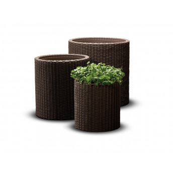 KETER lillepotikomplekt Cylinder Planters S+M+L pruun