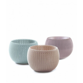 KETER lillepottide komplekt Cozies Trio lilla/beež/helesinine