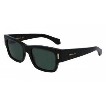 Ferragamo meeste SF2011S-001 ristkülikukujulised päikeseprillid, must raam, hallid läätsed, 53mm