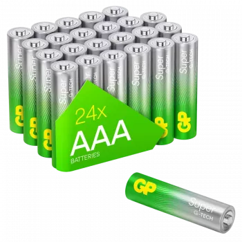 GP Super Alkaline AAA patareid 1,5 V — 24 tk pakendis (mudel 03024AETA-B24)