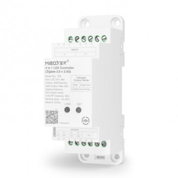 MiBoxer TZ2 DIN-liistu LED-kontroller, Zigbee 3.0 + RF, 12–48 V, kokku kuni 20 A